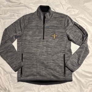 New Orleans Saints NFL 1/4 Zip Pullover Men Medium Excellent Used Heather Gray